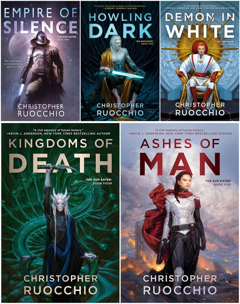 Sun Eater Series 5 Books Set - Empire of Silence, Howling Dark, Demon in White, Kingdoms of Death, Ashes of Man poster