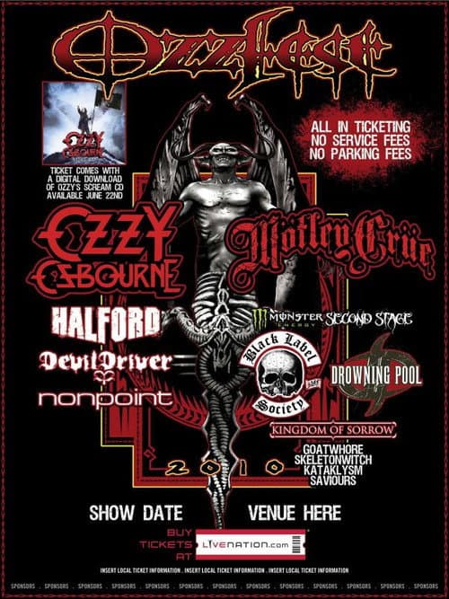 Ozzy Osbourne: Ozzfest UK 2010 poster
