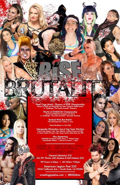 RISE Wrestling. RISE 6 Brutality poster