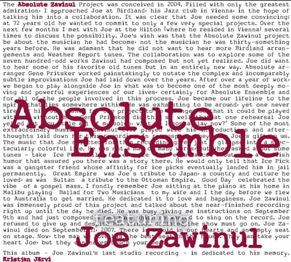 Absolute Zawinul poster